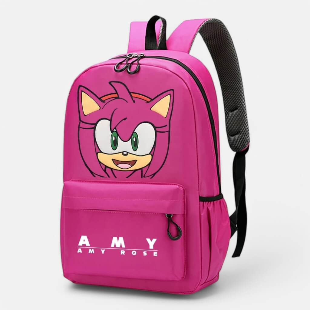 Pink Sonic School Backpack featuring Amy Rose, perfect for stylish Sonic fans.